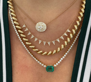Emerald Cut & Bubble Mosaic Scattered Diamond Necklace