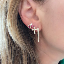 Have a Little Faith Diamond Cross Hinge Back Earrings
