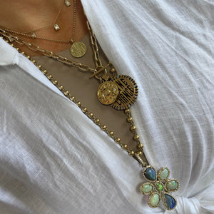 One of a Kind Opal Flower Pendant Necklace