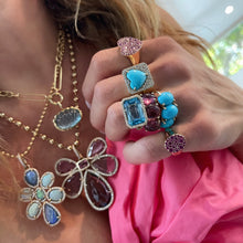 Turquoise Heart & Diamond Statement Ring