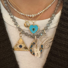 London Blue Topaz & Diamond Lucky Horseshoe Pendant