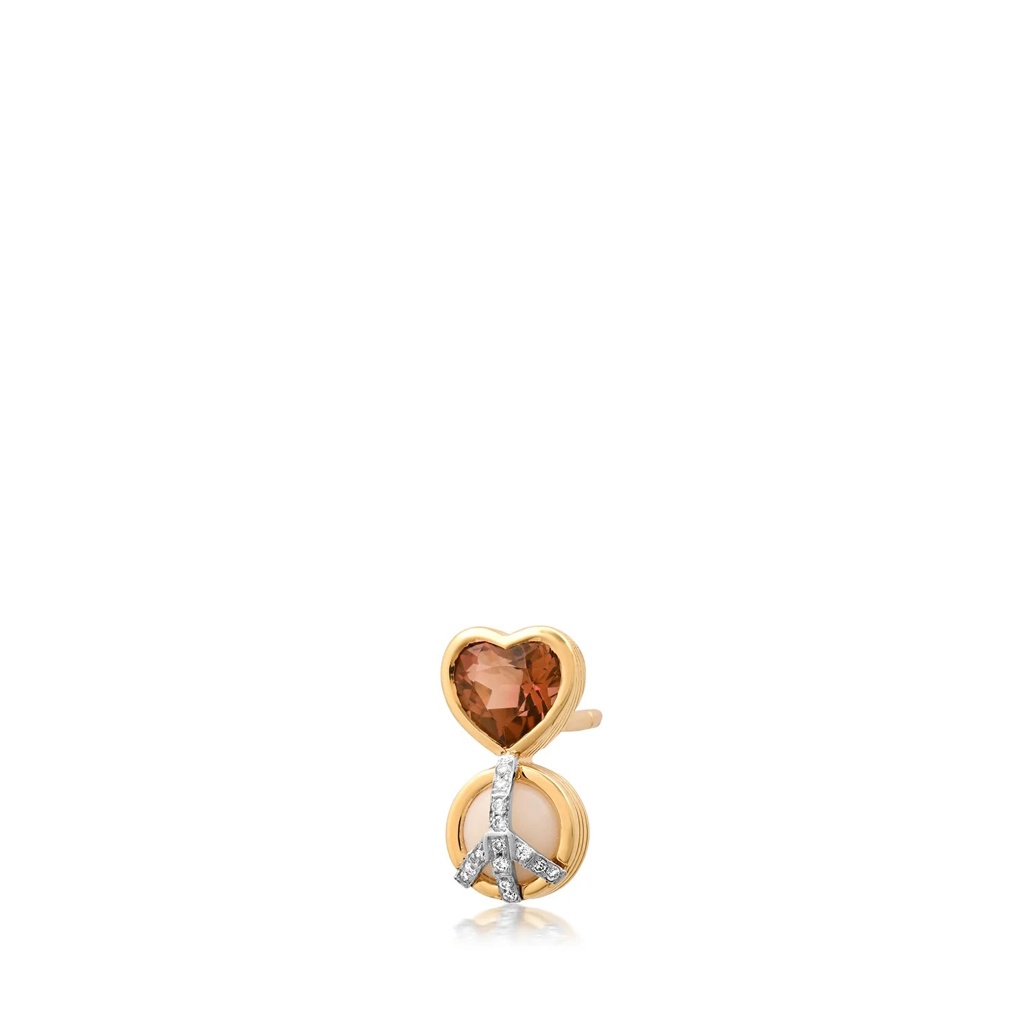 Single Peace & Love Gemstone & Diamond Stud Earrings