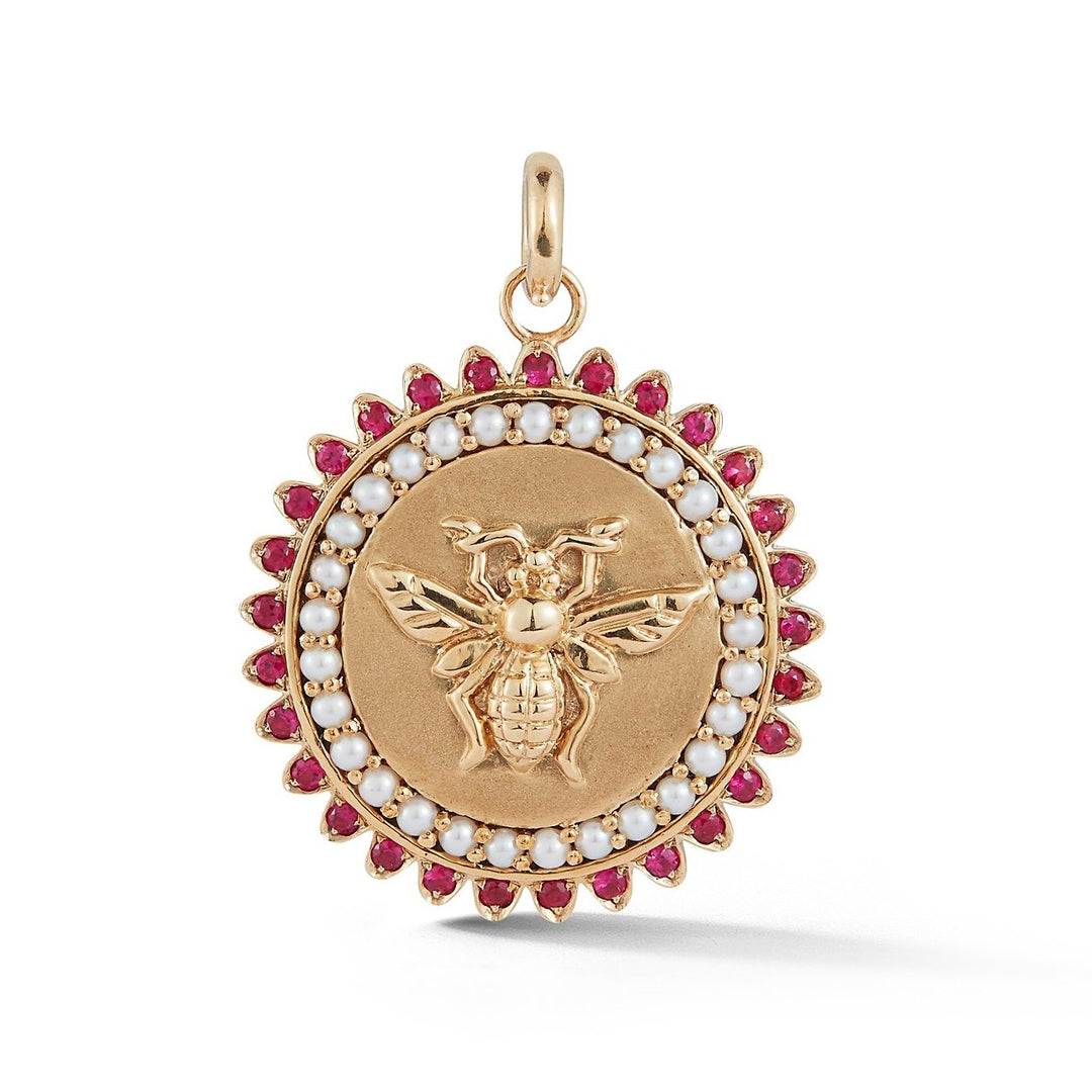 Semiprecious Bee Millie Medallion Pendant Charm