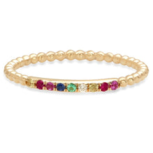 Rainbow Sapphires with Beaded Band Ring