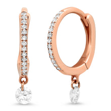 Floating Diamond Drop Huggie Hoop Earrings