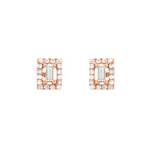 Diamond Baguette Halo Stud Earrings