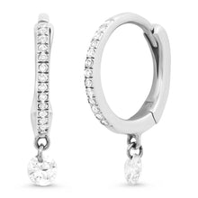 Floating Diamond Drop Huggie Hoop Earrings