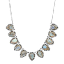 Luminescent Pear Labradorite & Diamond Necklace