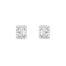 Diamond Baguette Halo Stud Earrings