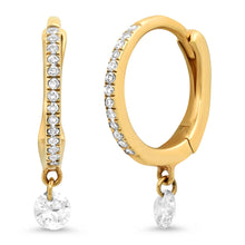 Floating Diamond Drop Huggie Hoop Earrings
