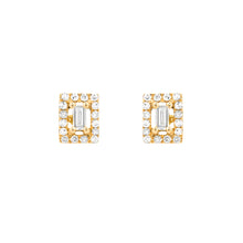 Diamond Baguette Halo Stud Earrings