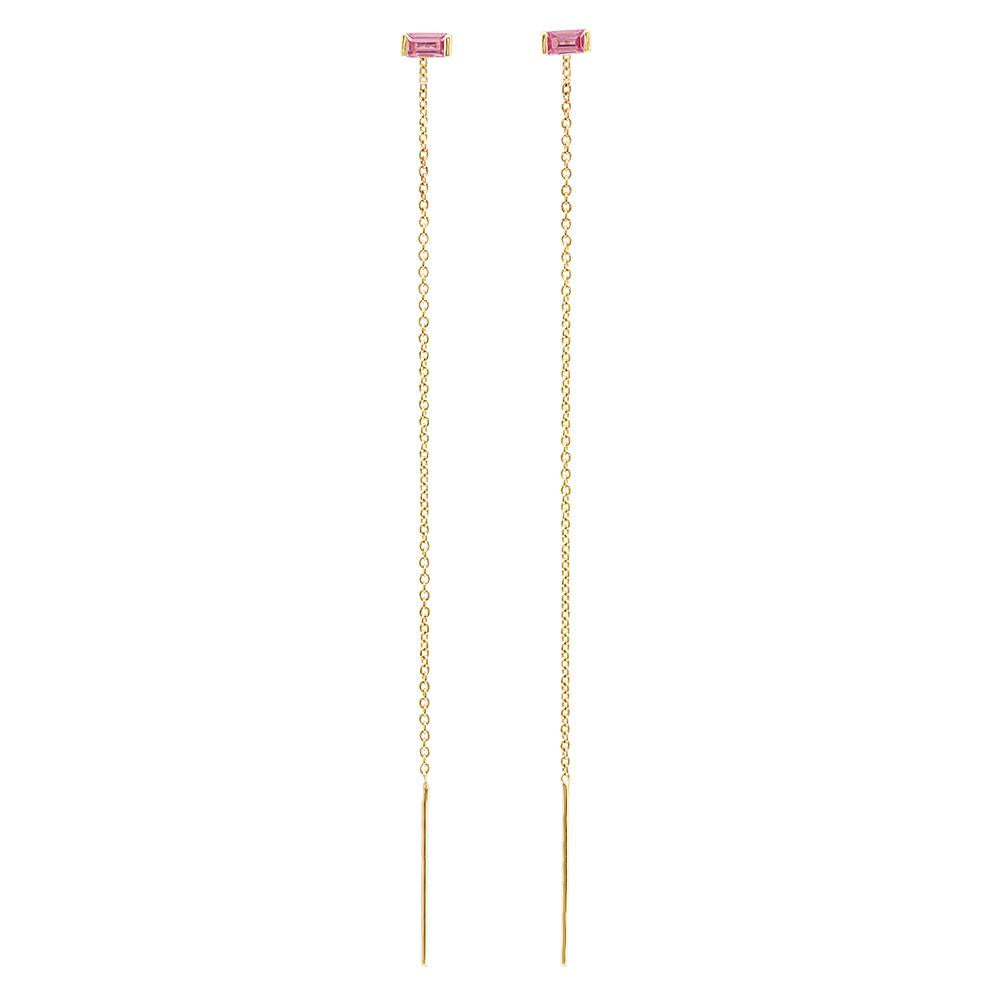Gemstone Baguette Threader Earrings