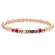 Rainbow Sapphires with Beaded Band Ring