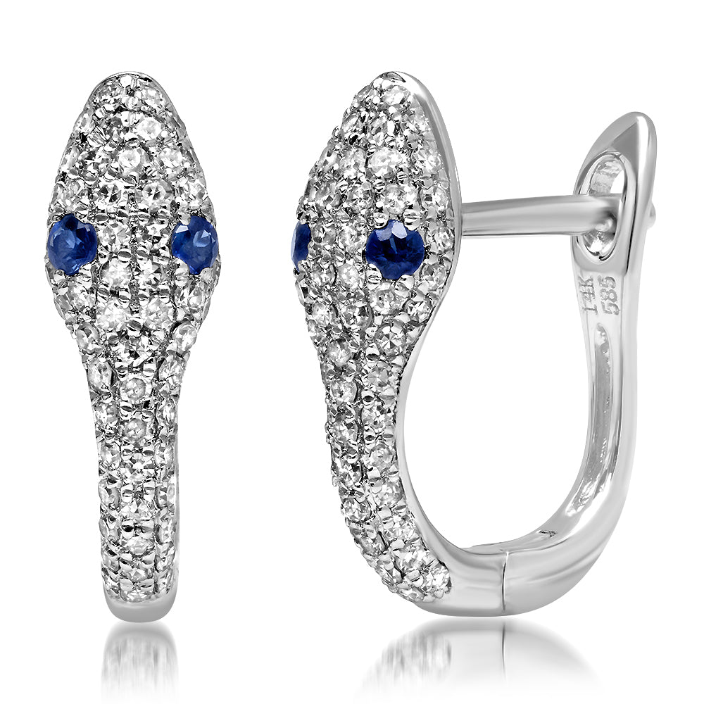 Diamond snake huggie earrings Clearance