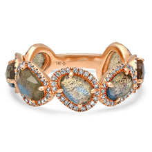 Organic Shapes Labradorite & Diamond Band Ring
