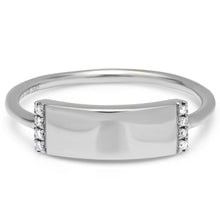 Rectangle Diamond Skinny Plaque Engravable Ring