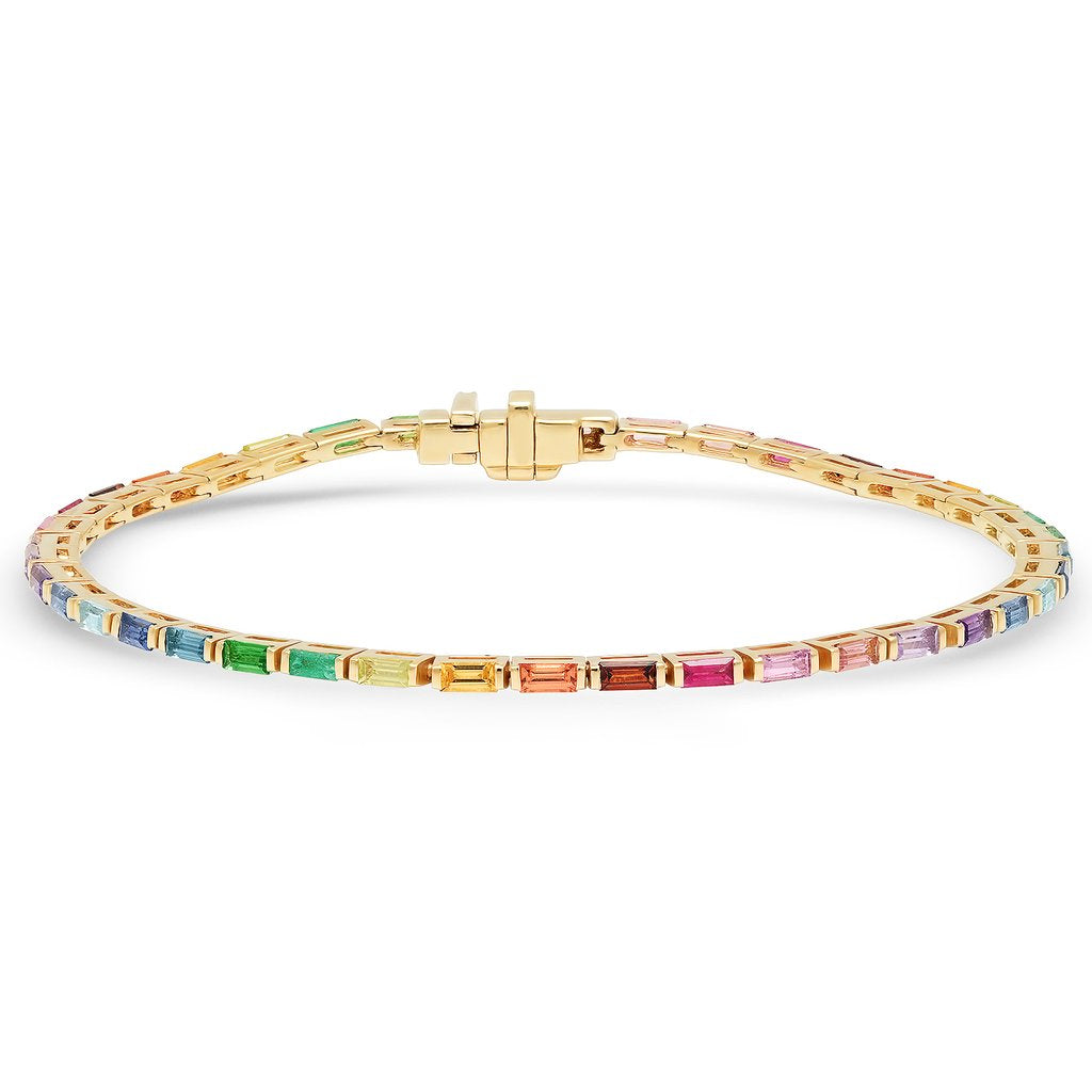 ASOS DESIGN tennis baguette bracelet with multi colored crystals in silver  tone