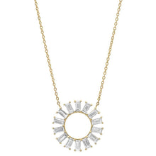 Diamond Baguette Flower Wheel Necklace