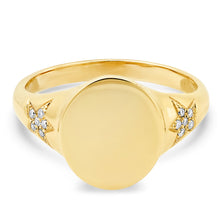 Diamond Twin Star Engravable Signet Ring