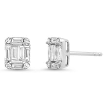 Diamond Baguette Cluster Illusion Stud Earrings