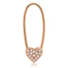 Single Diamond Heart Safety Pin Earring