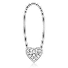 Single Diamond Heart Safety Pin Earring