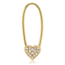 Single Diamond Heart Safety Pin Earring