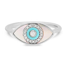 Mother Of Pearl & Turquoise Evil Eye Ring