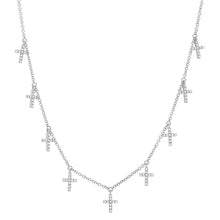 Multi Diamond Cross Dangles Necklace