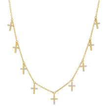 Multi Diamond Cross Dangles Necklace