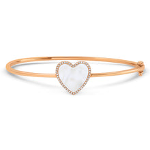 Inlay Heart with Diamond Frame Hinge Bangle