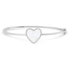 Inlay Heart with Diamond Frame Hinge Bangle