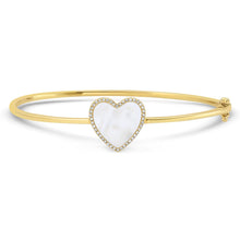 Inlay Heart with Diamond Frame Hinge Bangle