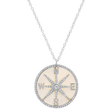 Mother of Pearl and Diamonds Compass Necklace