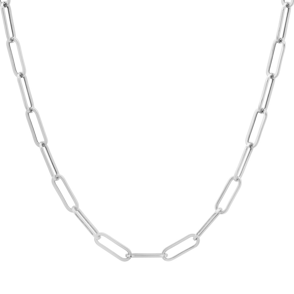 Buy Mini Paperclip Chain, White, Made with BIS Hallmarked Gold