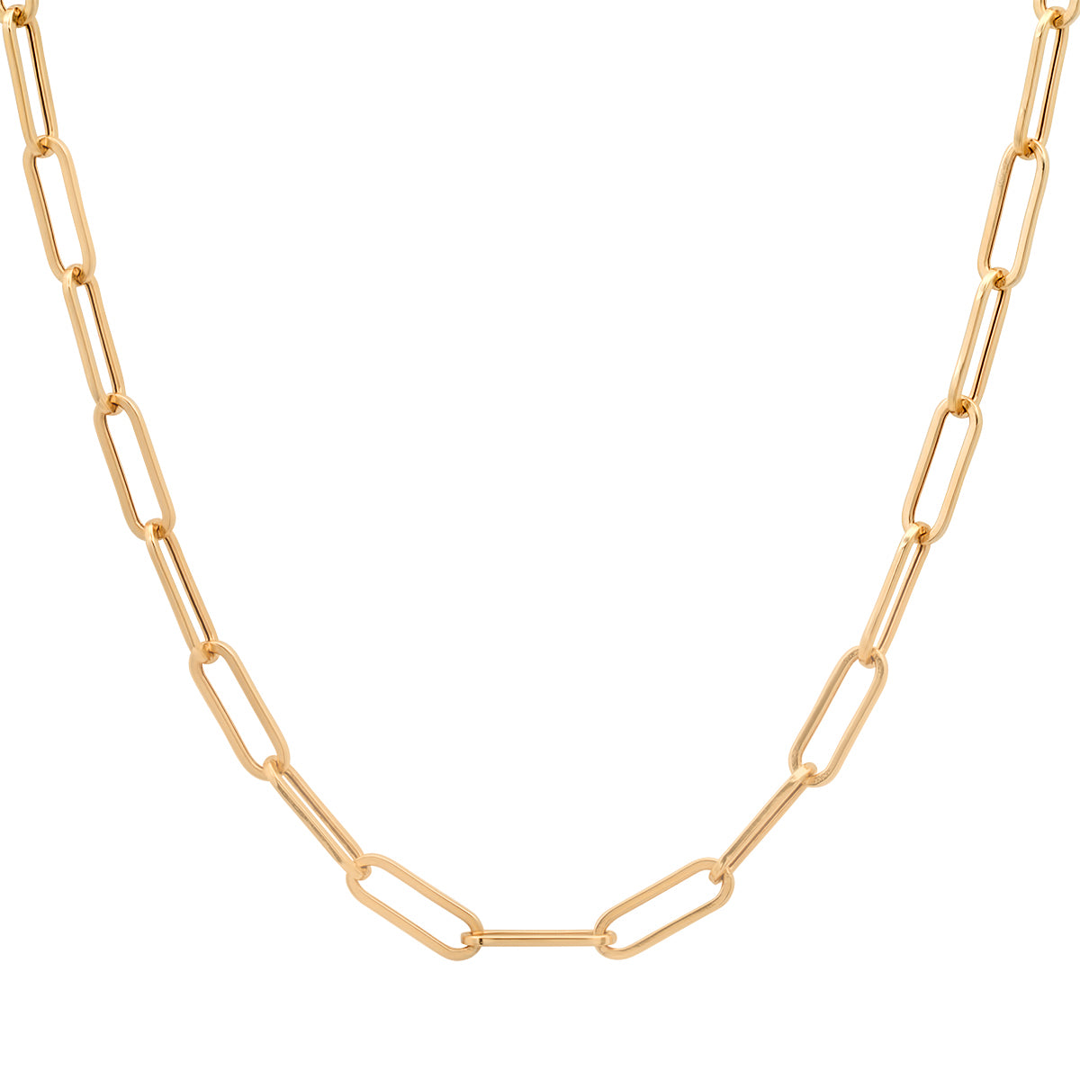 14K Yellow Gold Hollow Rolled Paper Clip Chain with Charms 2