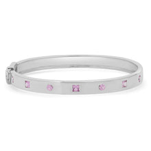 Pink Sapphire Princess Cut and Round Bangle