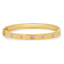 Pink Sapphire Princess Cut and Round Bangle