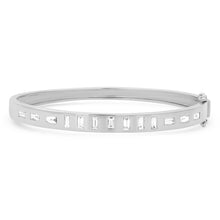 Sleek Diamond Baguette Inlay Hinge Cuff Bracelet