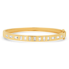 Sleek Diamond Baguette Inlay Hinge Cuff Bracelet