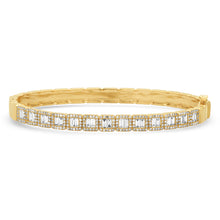 Mega Sparkle Diamond Baguette with Diamond Halos Hinge Cuff Bracelet