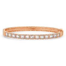 Mega Sparkle Diamond Baguette with Diamond Halos Hinge Cuff Bracelet