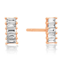 Diamond Baguette Bar Stud Earrings