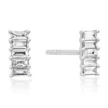 Diamond Baguette Bar Stud Earrings