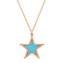 Star Turquoise with Diamond Halo Necklace