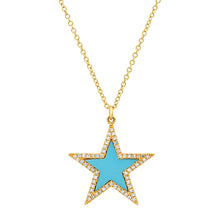Star Turquoise with Diamond Halo Necklace