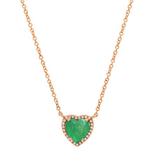 Gemstone Heart with Diamond Halo on Thin Cable Chain Necklace