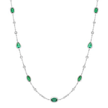 Bezel Set Emerald Shapes & Diamonds by the Yard Necklace