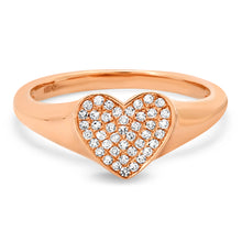 Pave Diamond Sweet Heart Signet Ring