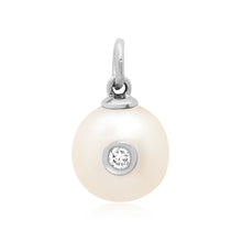 Pearl with Bezel Set Diamond Charm